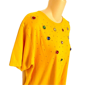 MARVIV - Yellow Beaded Front Top